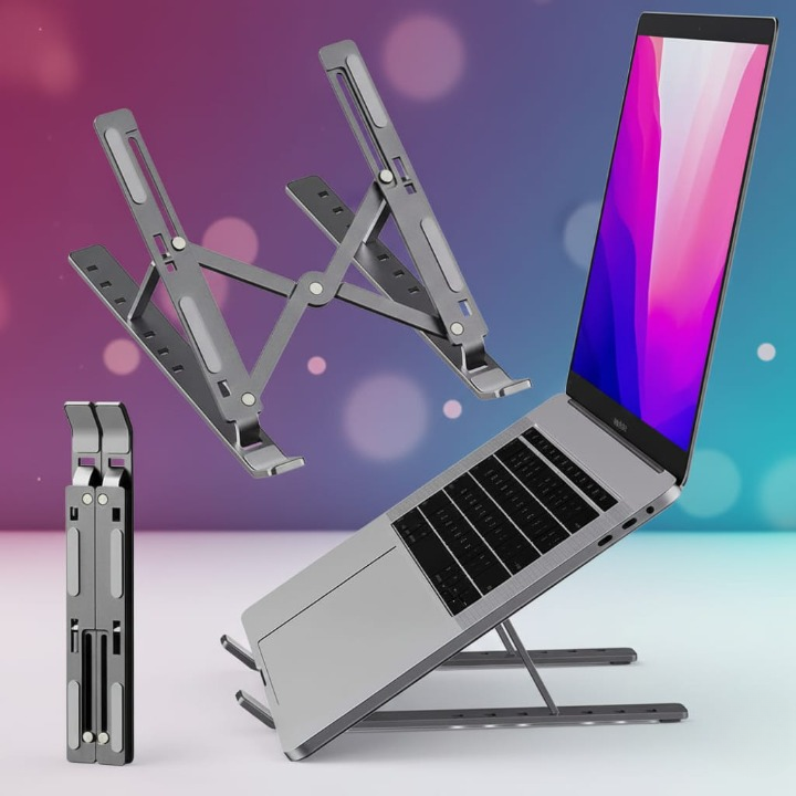 Adjustable Ventilated Laptop Holder &amp; Foldable Portable Laptop Stand