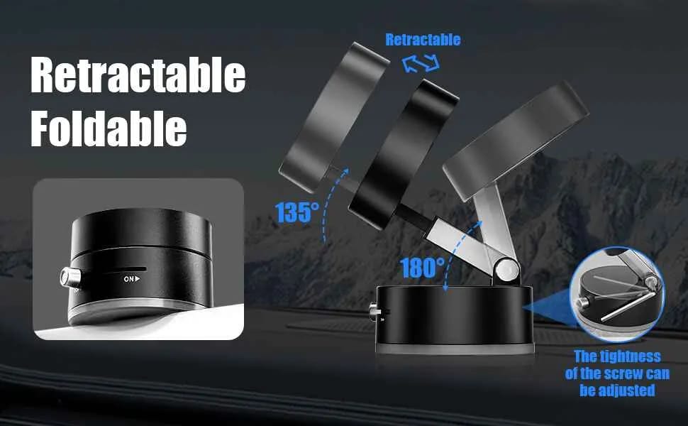 Magnetic Phone Holder Foldable & Adjustable 360° Magnetic Mount for Car, Bathroom, Kitchen, Gym